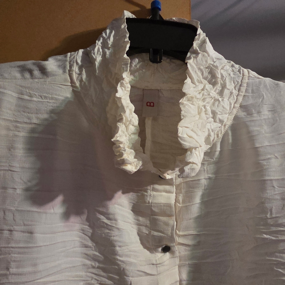 Chic Cream Ruffled Blouse - Picture 3 of 7
